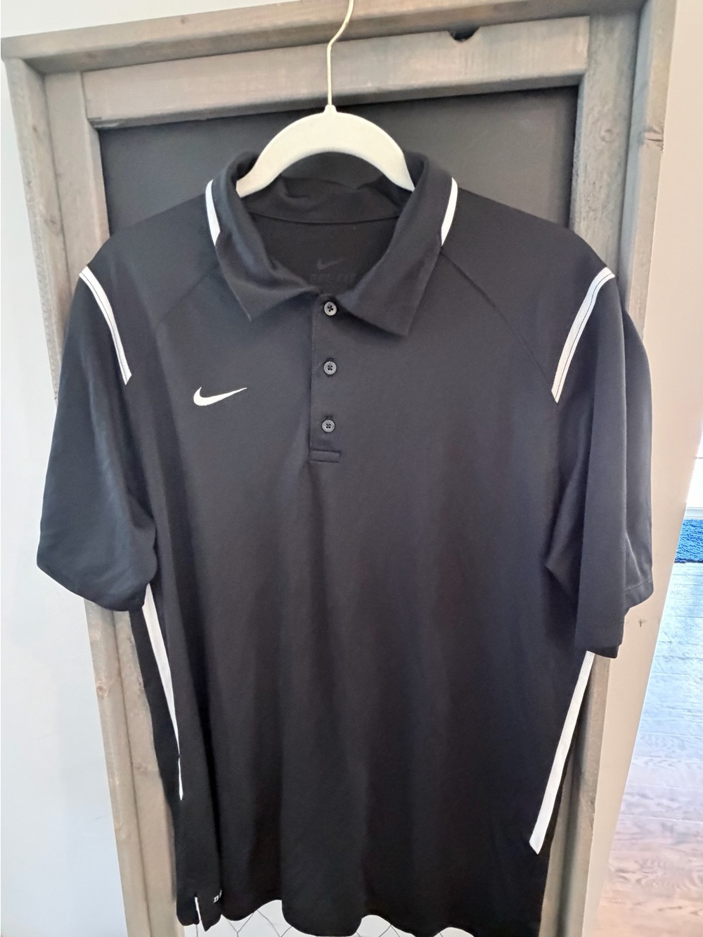 Nike Men's Size L Black Dri-FIT Short-Sleeve Polo